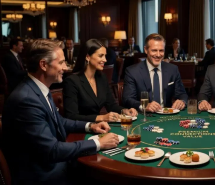 Elegáns vállalati networking est szimbolikus offline poker asztalokkal